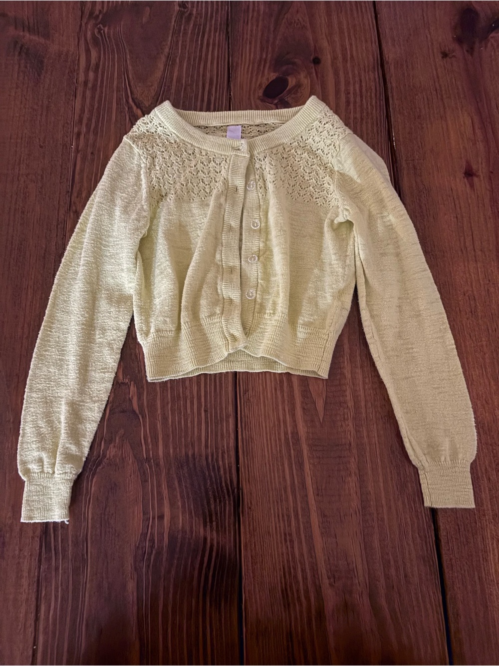 Yellow Knit Button-Up Cropped Sweater